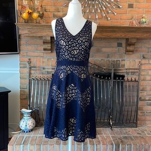 Elegant navy dress with nude lining by The Limited. Size 0